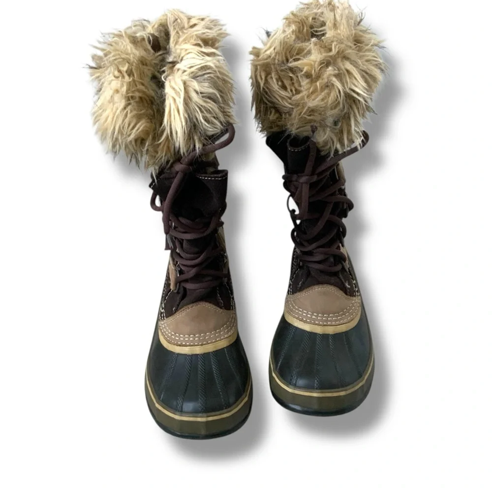 SOREL Joan of Arctic Boots Waterproof Brown Tan Black Size 7